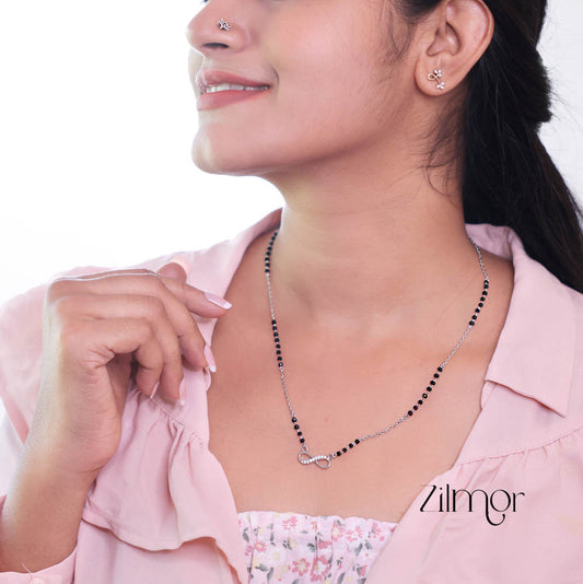 ZM101318 - 925 Silver AD Stone Pendant Mangalsutra Necklace