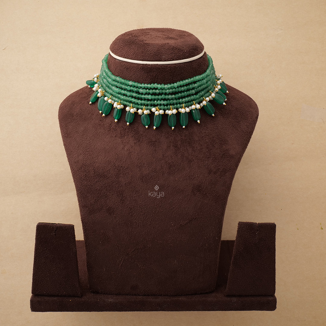 KH100972 - Onyx  Stone Choker Necklace