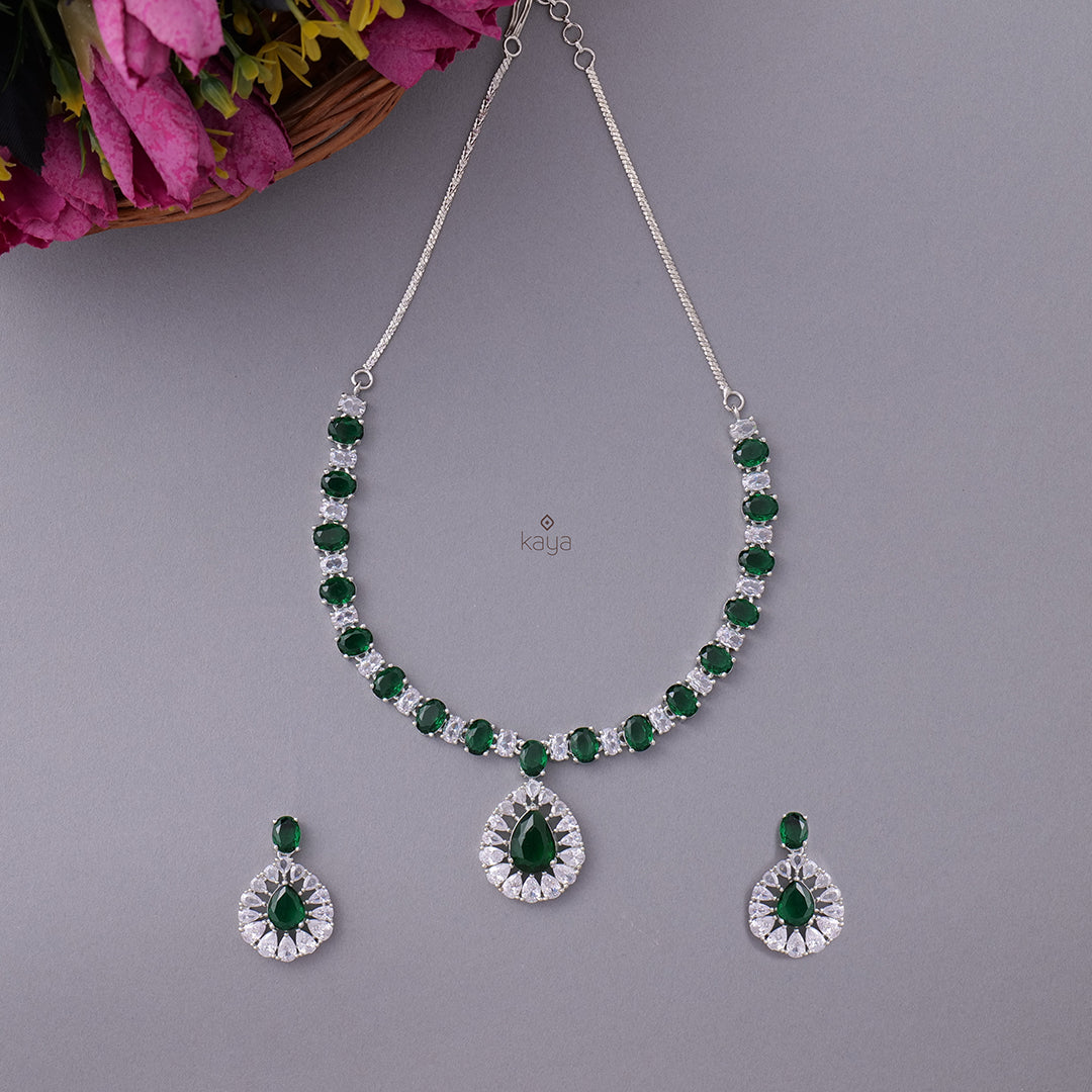 KH101082 - AD Stone Necklace with Earring set