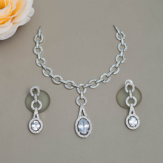 KH101465 - AD Stone Necklace Earrings Set