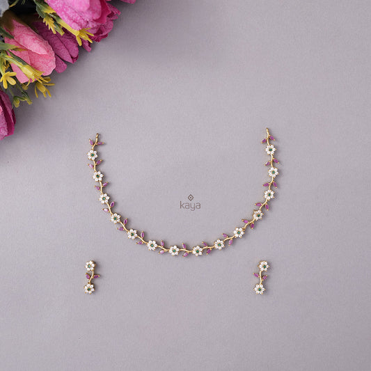 NV101018 - AD Stone Necklace with Earring set