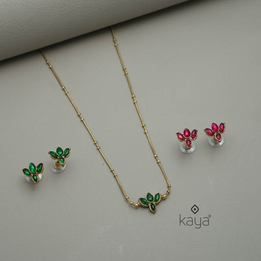 NV101281 - Reversible Lotus Necklace with 2 matching Earrings