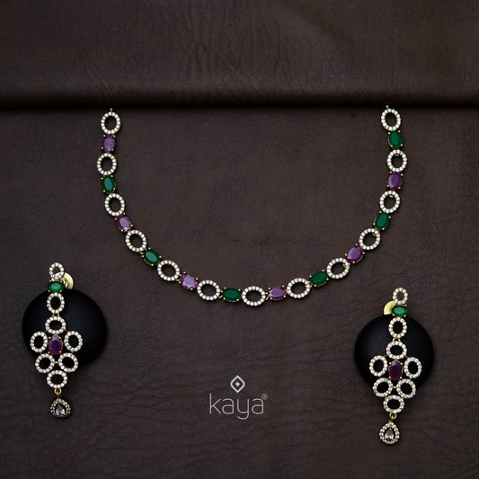 SC101293 - AD Stone Choker with Earrings