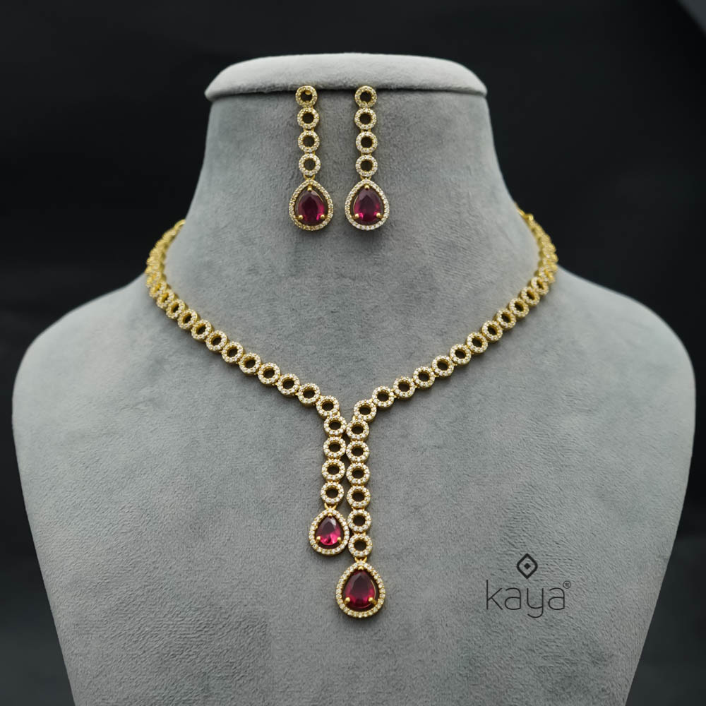 SC101301 - AD Stone Necklace with matching Earrings