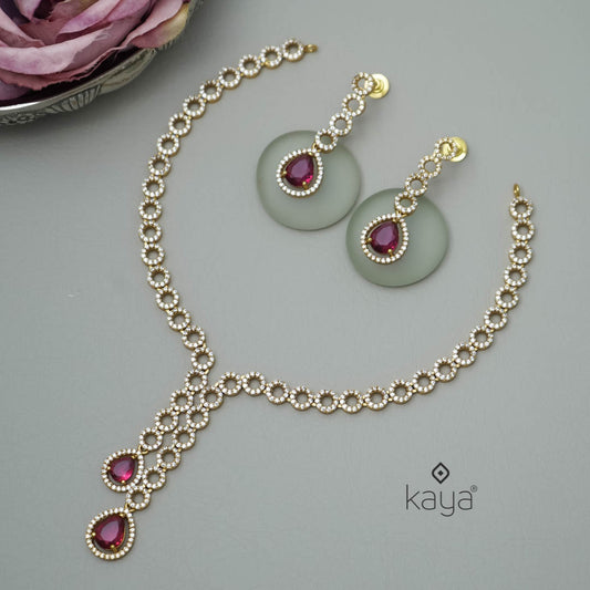 SC101301 - AD Stone Necklace with matching Earrings