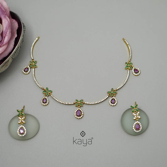 SC101297 - AD Stone Choker with Earrings