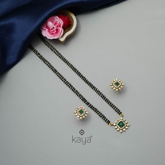 SC101303 - Stone Pendant Mangalsutra Necklace with Earring Set