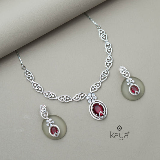 KL101378 - AD Necklace with matching Earrings