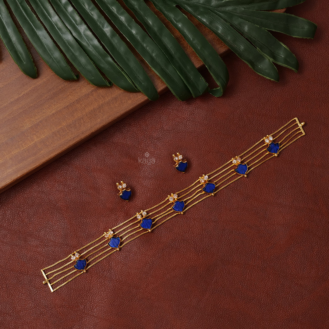 Gold tone palakka choker necklace set with Earrings AG10102