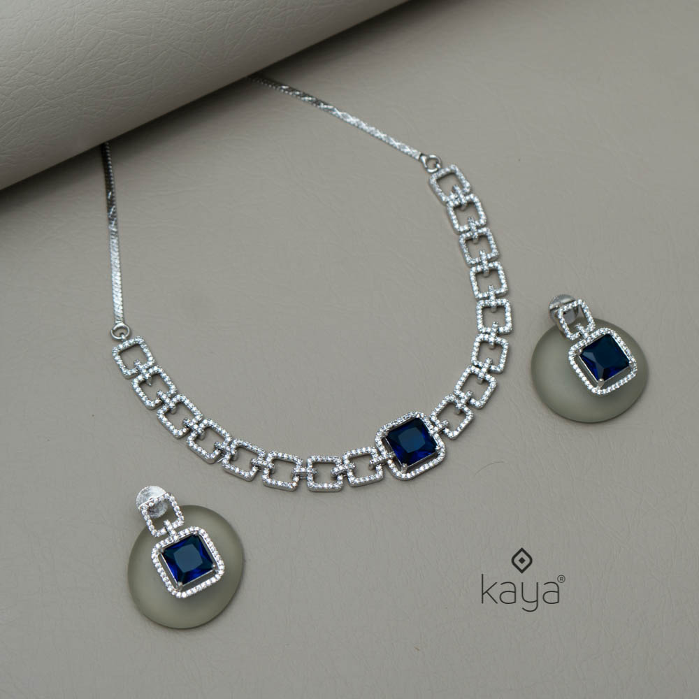 KL101212 - AD Stone Necklace with Earring set (color option)
