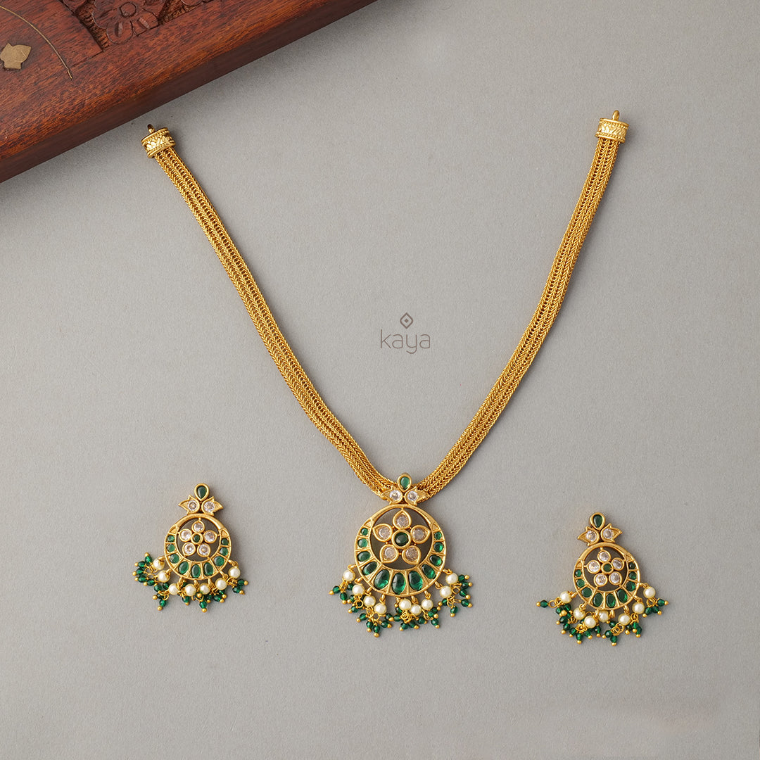 SC100917 Kemp Antique Gold Necklace Set