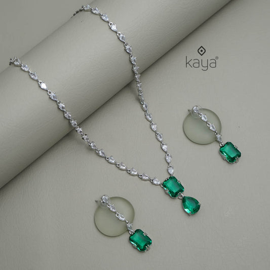 KH101330 - AD Stone Necklace with matching Earrings.