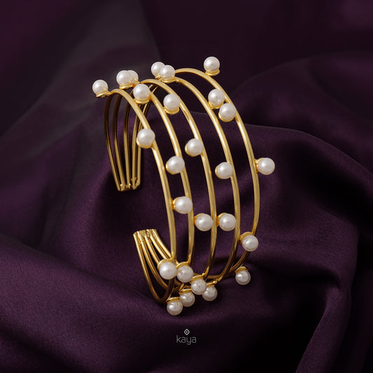 AS101135 -  Golden handcuff Bangles with pearls