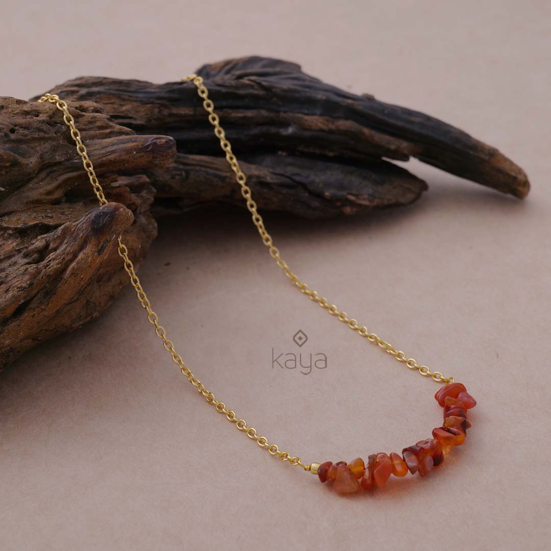 Semiprecious Stone Pendant Necklace (color option) - AS100827