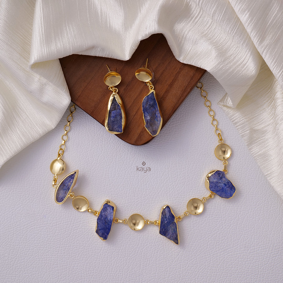 Natural Stone Necklace Earrings Set (color option) -  KE100599