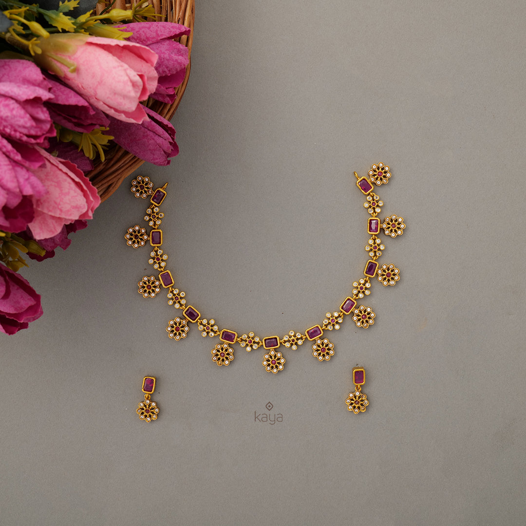 SN100956 - Premium Antique Stone Choker with Earrings