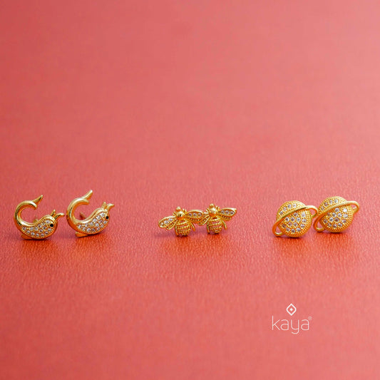 KJ101193 - Combo stud Earrings (Gold Toned)