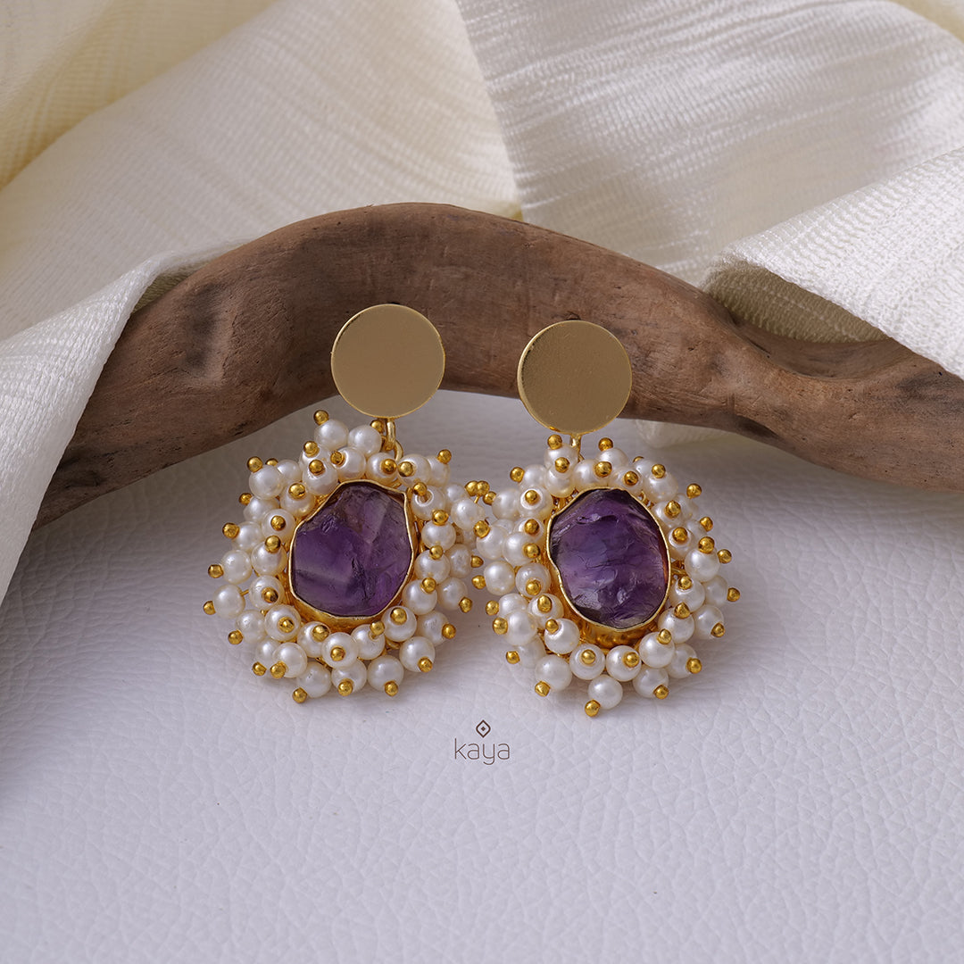 AS101050 - Natural Raw Stone Earrings (color option)