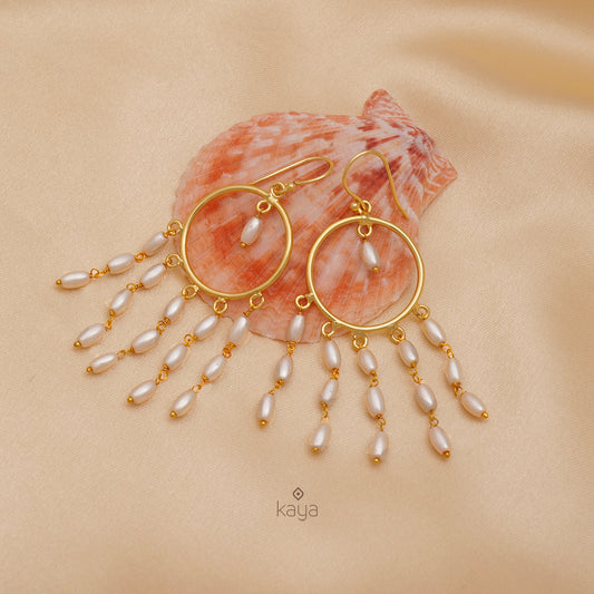 Fresh Water Pearl with Round Hanging Hoop Earrings - AS100733