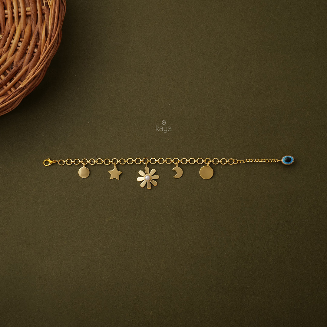 AS100988 -Gold Toned simple Bracelet (Hand chain)