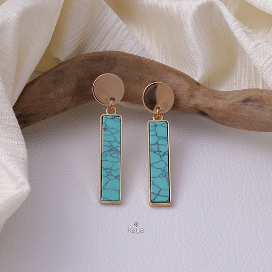 PT101070 - Natural Turquoise Semi-Precious Stone Dangle Earrings