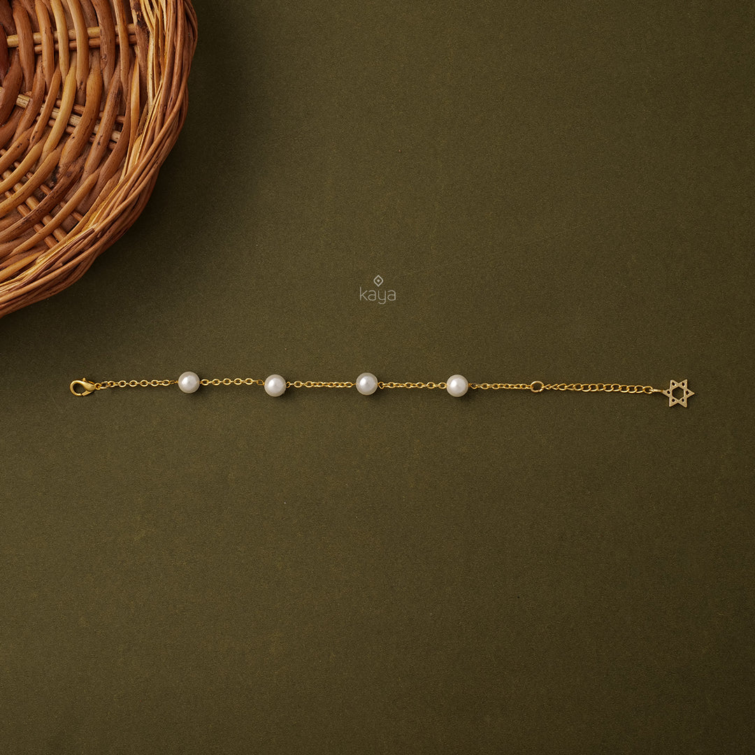 AS100991 -Gold Toned simple Bracelet (Hand chain)