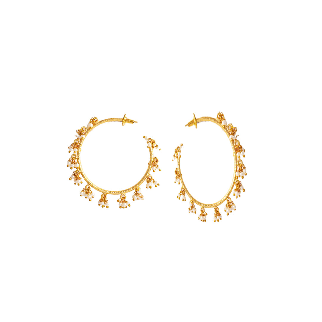 Pearl Clustering Hoops Earrings - AS100427