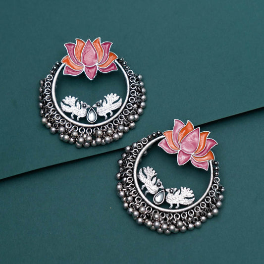 Silver Plated Lotus Earrings (color option) - PT100257