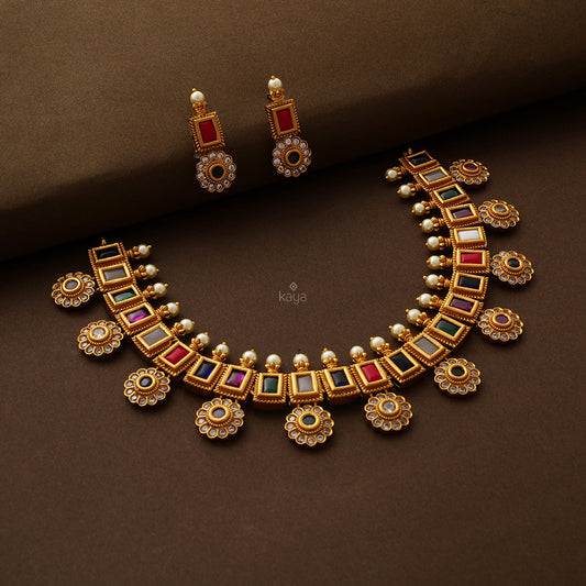 SC100925 Beautiful Antique South Indian Designer Necklace Set