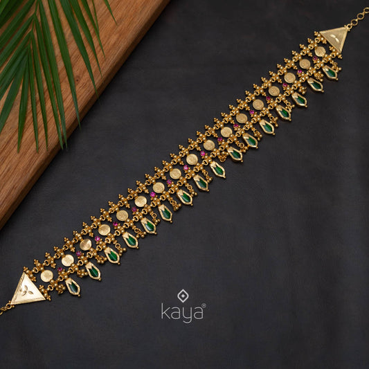 AG101375 - Gold tone Lakshmi coin with Nagapadam Bridal Choker Necklace