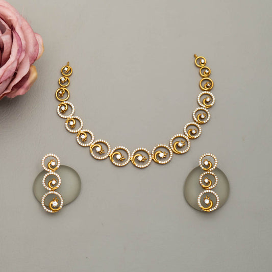 SC101320 - AD Choker/Necklace with matching Earrings