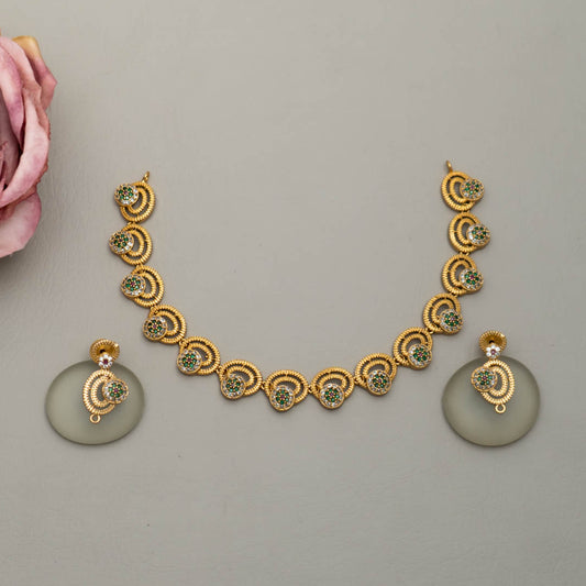 SC101294 - AD Choker/Necklace with matching Earrings
