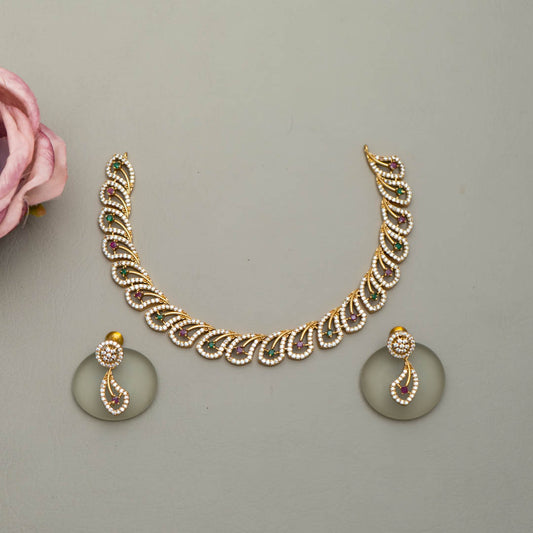 SC101299 - Premium Antique AD Stone Choker with Earrings