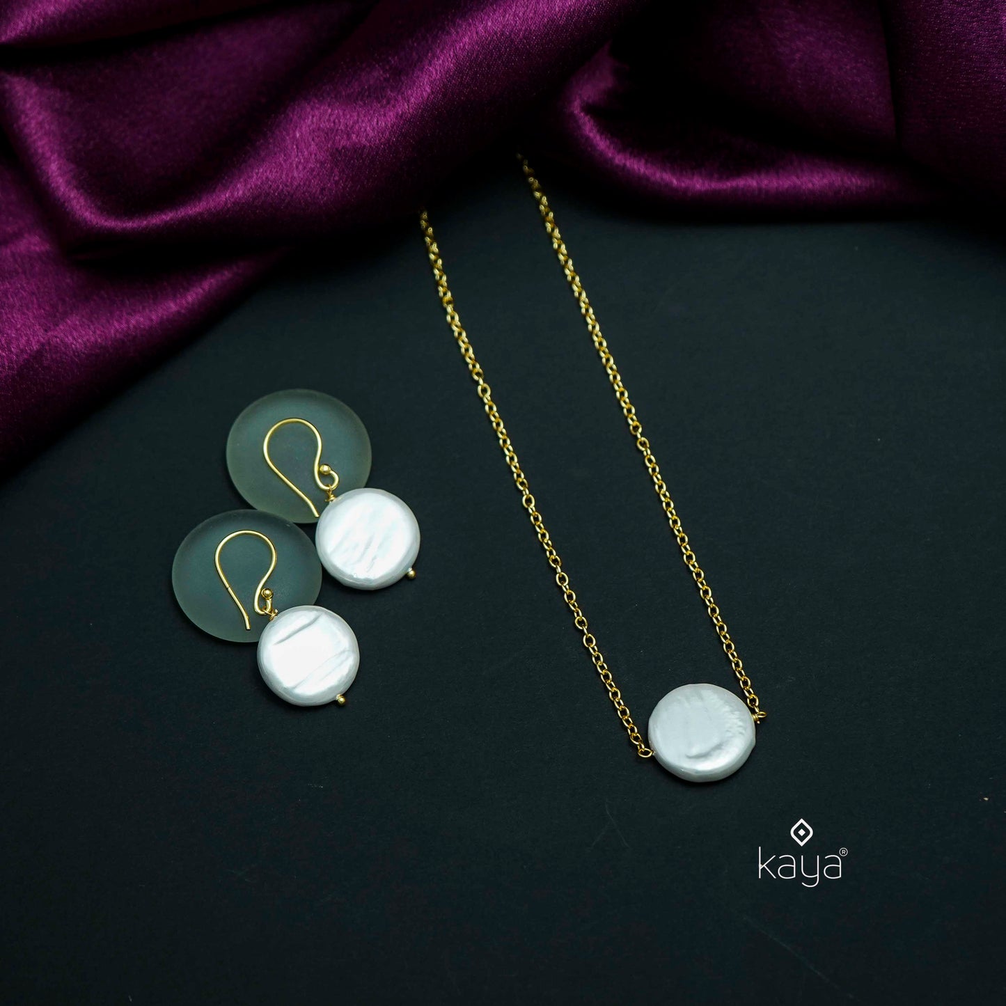 AS101228 - Simple Pearl pendant Necklace set