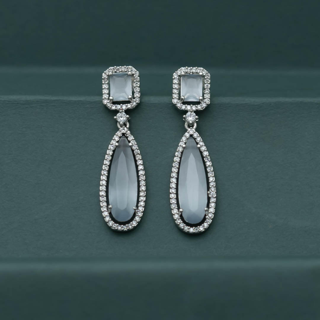 Silver AD Stone Earrings -OT100785