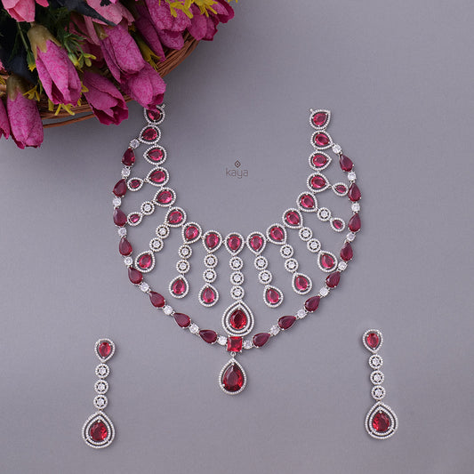 KH101084 - Bridal AD Necklace Earrings Jewellery Set