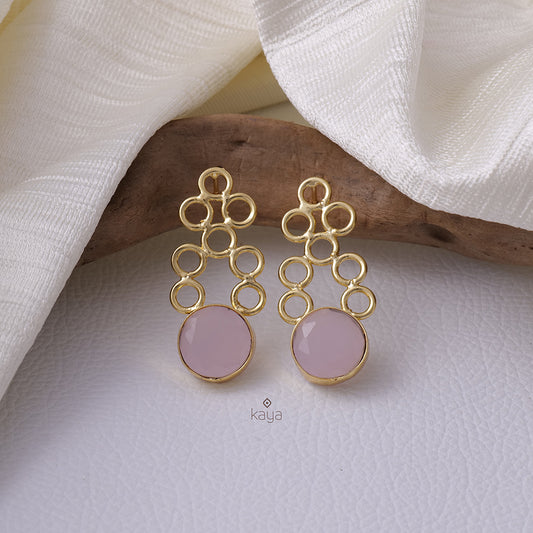 AS101056 - Gold Plated Circle Design Crystal Stone Earrings