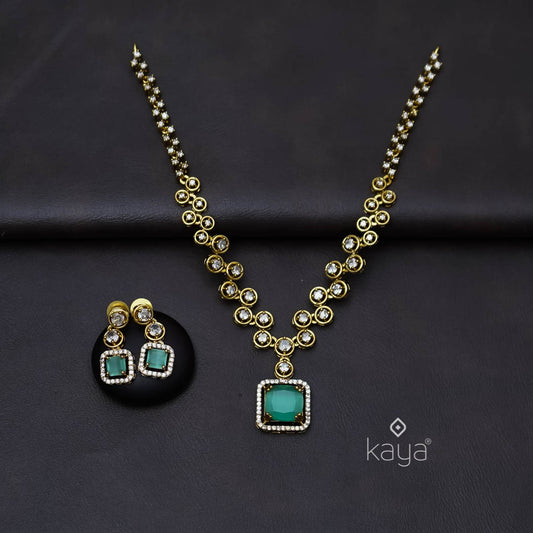 SC101295 - AD Stone Necklace with matching Earrings