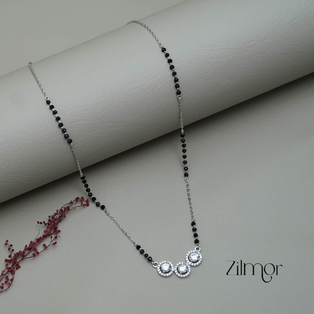 ZM101319 - 925 Silver  AD Stone Pendant Mangalsutra Necklace