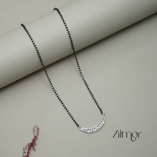 ZM101308 - 925 Silver  AD Stone Pendant Mangalsutra Necklace