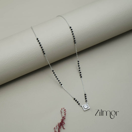 ZM101317 - 925 Silver  AD Stone Pendant Mangalsutra Necklace