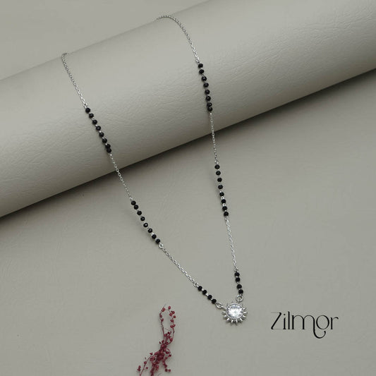 ZM101314 - 925 Silver  AD Stone Pendant Mangalsutra Necklace