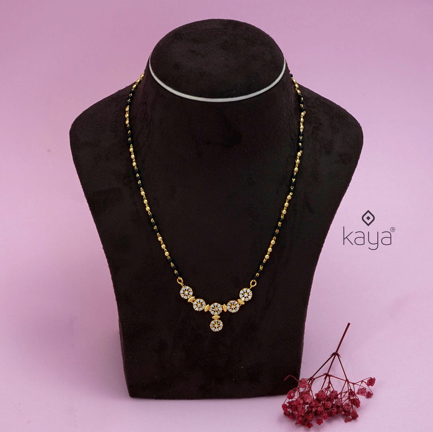 AG101165 - Gold Plated AD Stone Pendant Mangalsutra Necklace