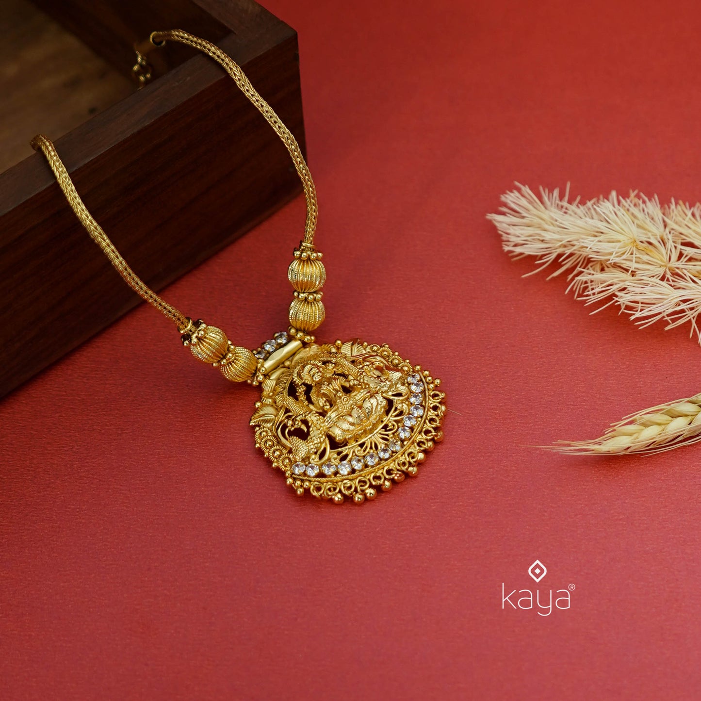 NG101167 - Gold Plated Traditional Lakshmi Pendant Necklace