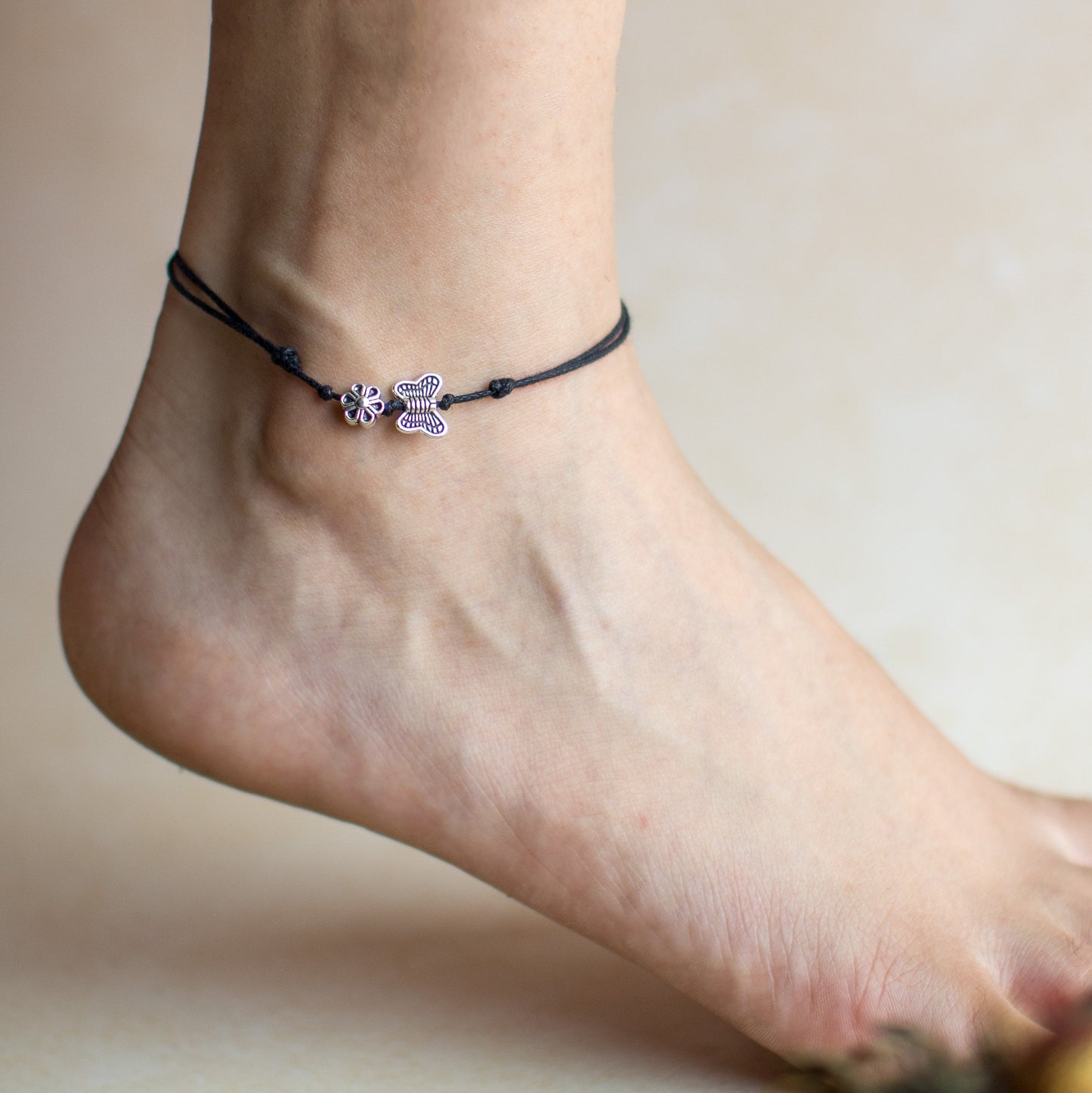 Butterfly Flower charm Anklet - KY100272