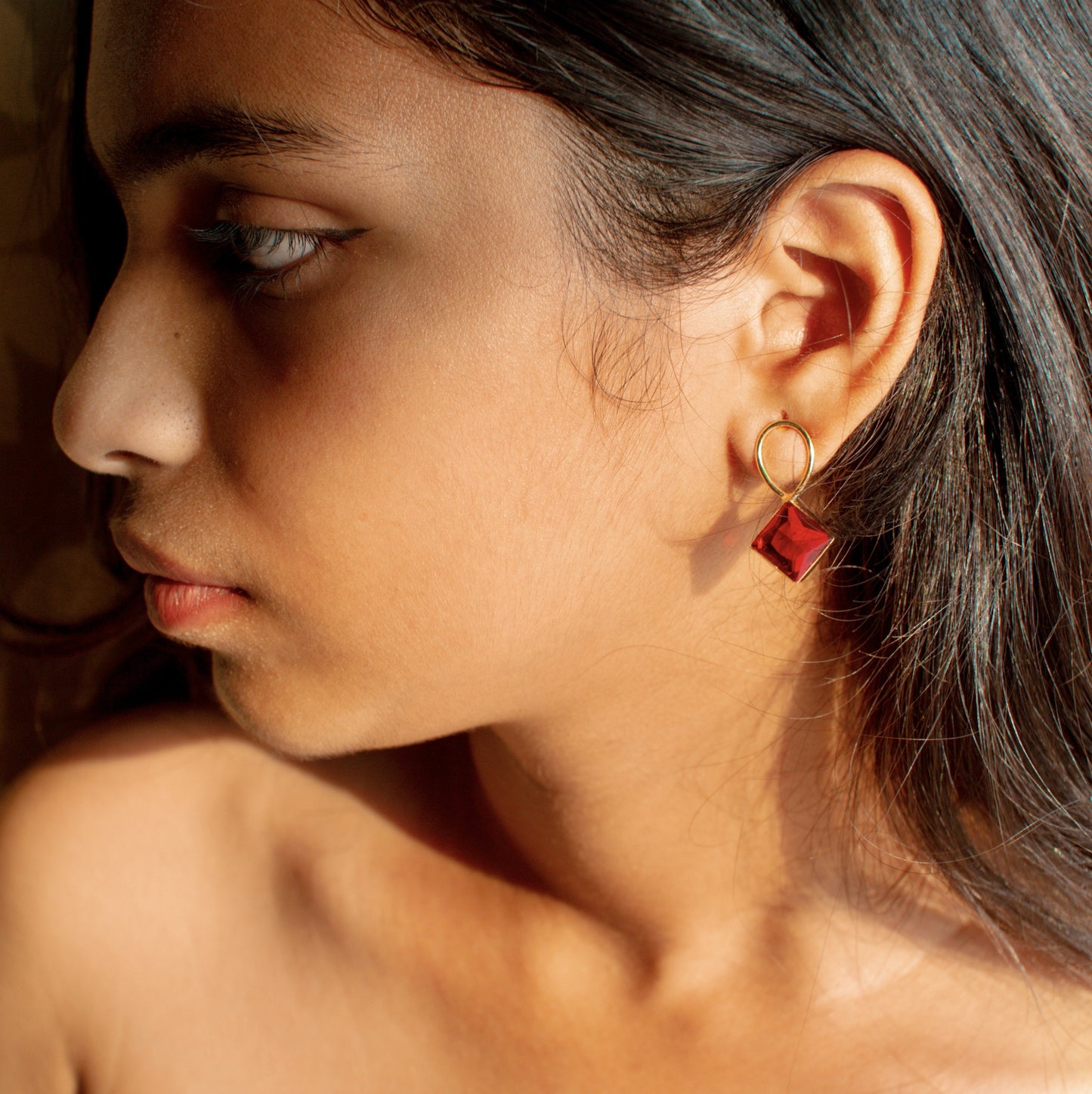 Crystal Stone Earrings (color option) -KE100441