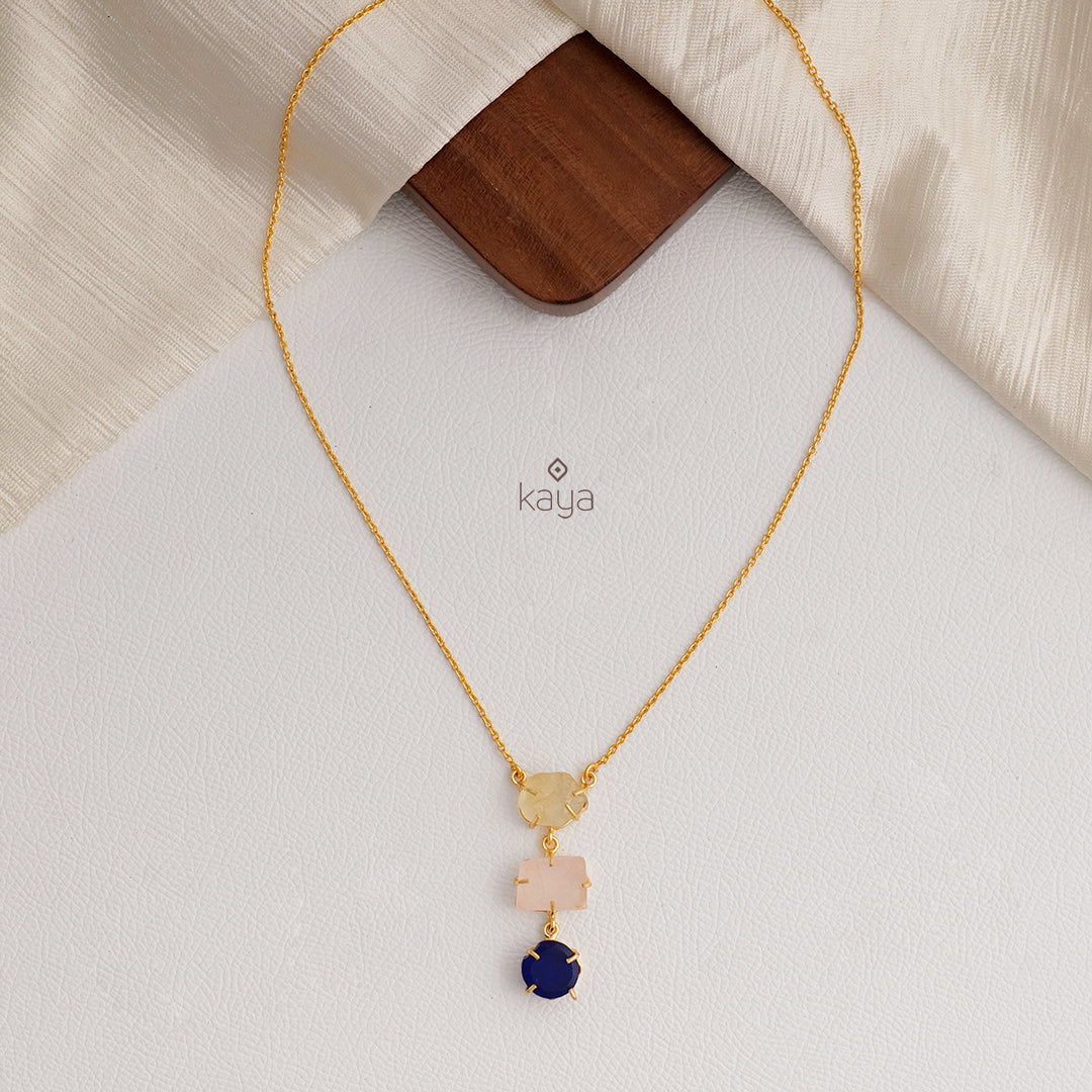 Raw Stone Pendant simple necklace (color option) - KE100600