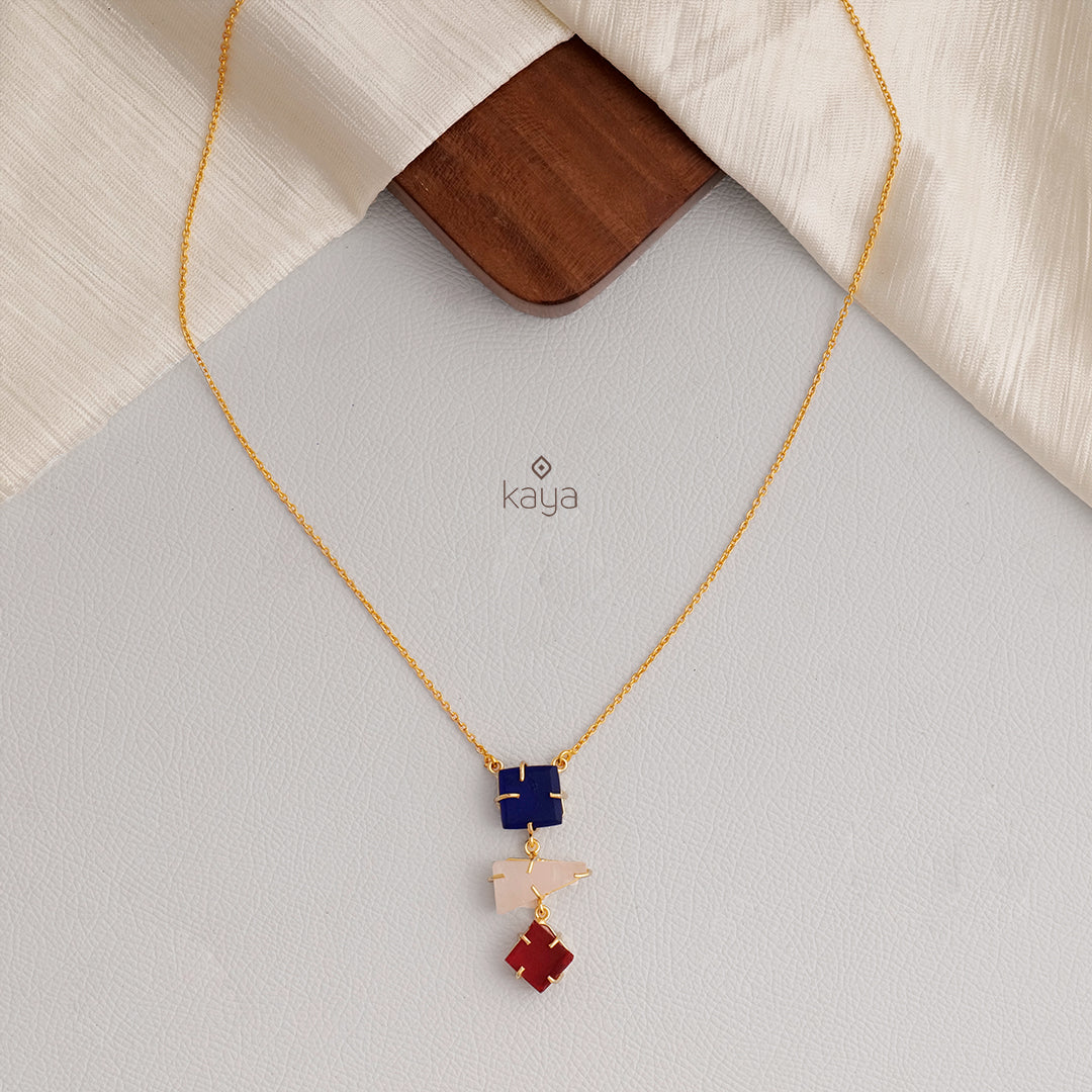 Raw Stone Pendant simple necklace (color option) - KE100600