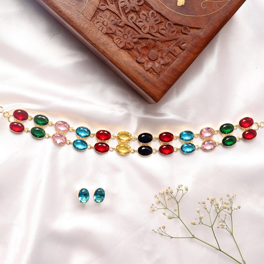 Tazim - Polished Stone Necklace Set (color option)