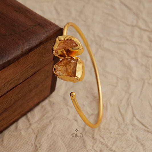 Gold Plated Adjustable Natural Stone Bangle - AS100421